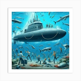 Submarine In The Sea Art Print