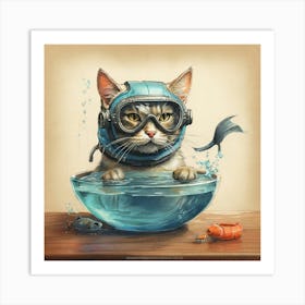 Scuba Cat 1 Art Print