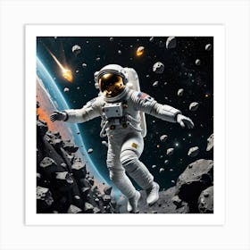 A Voyage Through Space: The Astronaut and the Asteroids Art Print