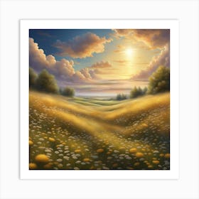 Sunset In The Meadow 2 Art Print