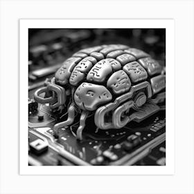 Brain On A Circuit Board 52 Art Print