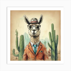 Llama In A Suit 1 Art Print