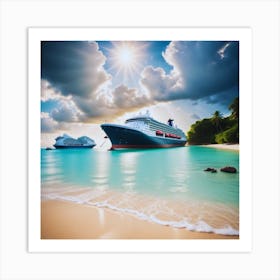 Cruise Ship On The Beach Art Print