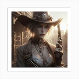 Girl In A Cowboy Hat Art Print