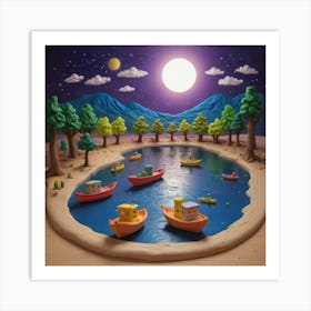 Night At The Lake 1 Art Print