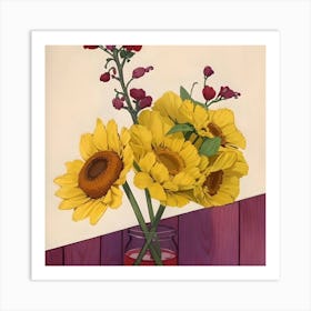 Sunflowers In A Vase 2 Art Print