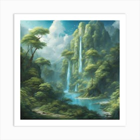 0 A Mural With Blue, Green, And Stunning Nature Esrgan V1 X2plus Art Print