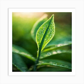 A Picture Of A Green Plant With Dewdrops On It (2) (1) Art Print