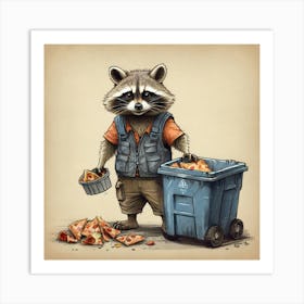 Pizza Raccoon Art Print