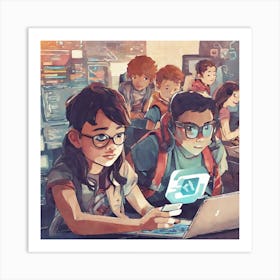 Children Using Laptops 1 Art Print