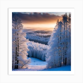 Frost Covered Forest At Dawn 2 Art Print