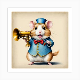 Hamster With A Trumpet Art Print