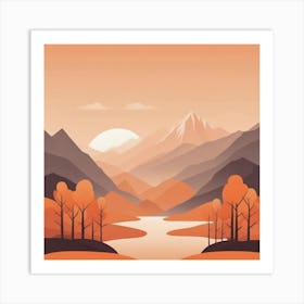 Misty mountains background in orange tone 74 Art Print