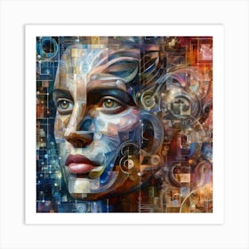 Futuristic Woman'S Face Art Print