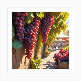 Lush Vibrant Red Grapes Dangle Art Print