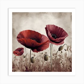 0 Burgundy Poppies Canvas Photo Will Be A Perfect Wa Esrgan V1 X2plus (1) Art Print