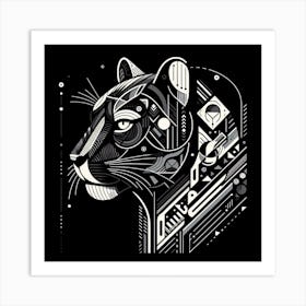 Geometric Art Black Panther 3 Art Print