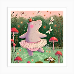 The Enchanted Hippo Dance 1 Art Print