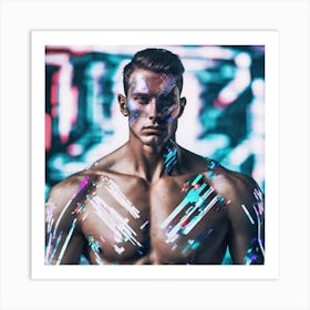 Futuristic Man With Futuristic Tattoo Art Print