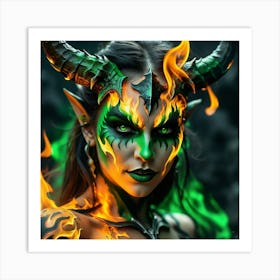 Demon Girl With Horns 1 Art Print