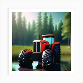 Tractor In The Forest Art Print