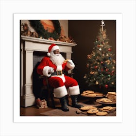 Santa Claus Eating Cookies 16 Art Print