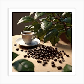 Coffee Beans And Plant Art Print