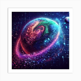 pixelated universe 3d 1 Art Print