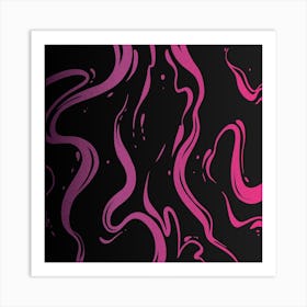 Liquid Black And Purple Marble Art Print