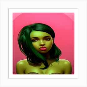 cute green girl Art Print