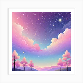 Sky With Twinkling Stars In Pastel Colors Square Composition 132 Art Print