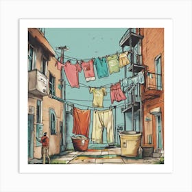 Laundry Line Art Print