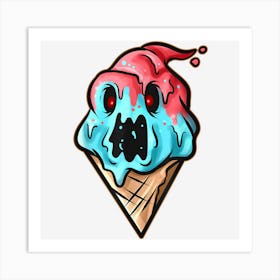 Scary Monster Zombie Demon Soft Ice Cream Cone Halloween Art Print