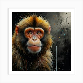 Leonardo Lightning Xl Watercolor Art A Painting Of An Monkey W 1 Art Print