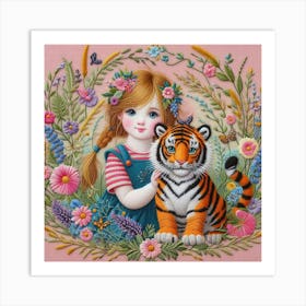 Little Girl With Tiger Art Print