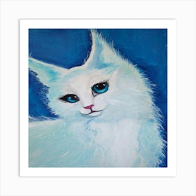 White Cat With Blue Eyes Art Print