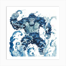 Gorilla In The Water Art Print