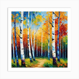 Birch Trees In Autumn 6 Art Print