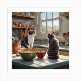 Cats In The Kitchen Art Print