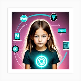 Girl With A Smart Phone Art Print