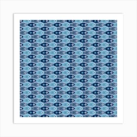 Beach Water Tessellating Fishes In Midnight Blues Art Print