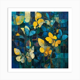 Blue And Yellow Butterflies Art Print