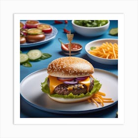 Hamburger On A Plate 110 Art Print