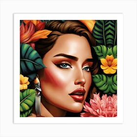 Tropical Girl In The Jungle Art Print