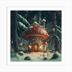 Red mushroom shaped like a hut 13 Art Print