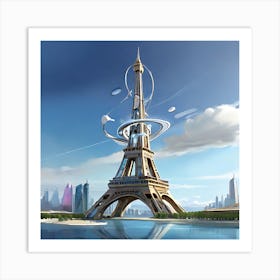 Paris In Future Time Traveling  Art Print