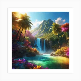 Waterfall In The Jungle 5 Art Print