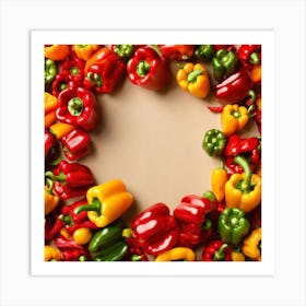 Colorful Peppers In A Circle 5 Art Print