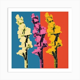 Andy Warhol Style Pop Art Flowers Snapdragon 4 Square Art Print