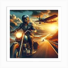 Man Riding A Motorcycle Art Print